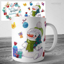 Снеговик Акварель на Кружке