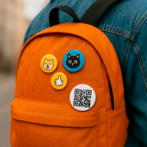 Печать QR кодов на Значки